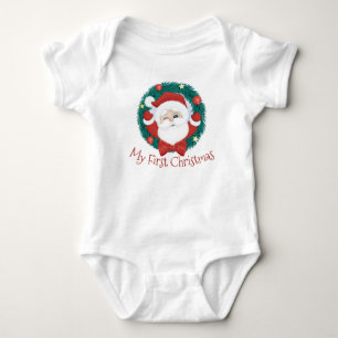 Body Para Bebê Meu Primeiro Natal com Papais noeis Bebê Bodyfato