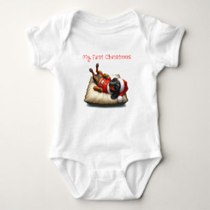 Body Para Bebê Meu Primeiro Natal Dachshund