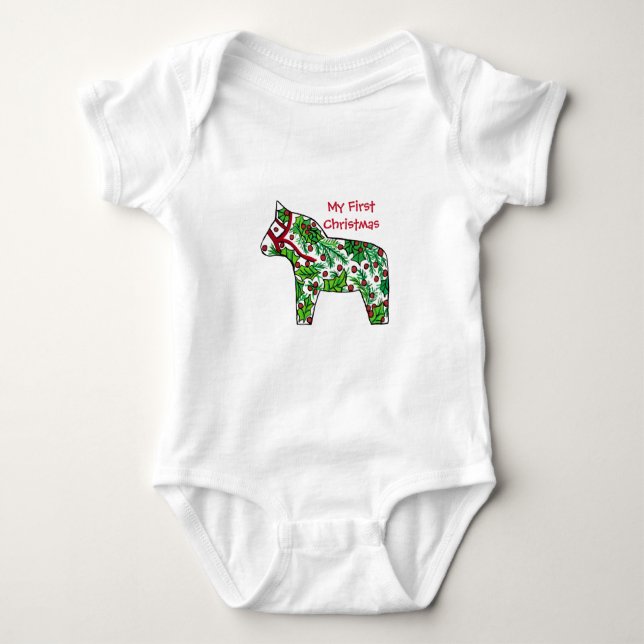 Body Para Bebê Meu Primeiro Natal Dala Horse (Frente)