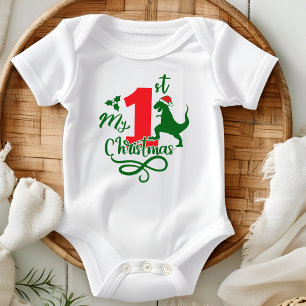 Body Para Bebê Meu Primeiro Natal Dinossauro Fofo Dino