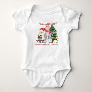 Body Para Bebê Meu Primeiro Natal Fofinho Papai Noel e Ajuda