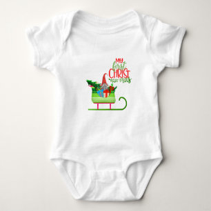Body Para Bebê Meu Primeiro Natal - Gnomo Papai Noel