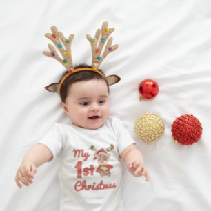 Body Para Bebê Meu Primeiro Natal - Rena Fofa