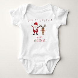 Body Para Bebê Meu Primeiro Natal, Santa Claus Reindeer