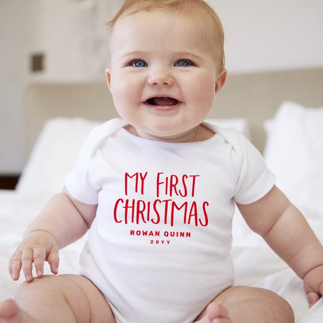 Body Para Bebê Meu primeiro Natal, vermelho, personalizado (Criador carregado)
