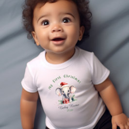 Body Para Bebê Meu Primeiro Nome Personalizado de Elefante de Nat