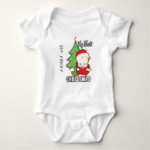 Meu Primeiro Nome Personalizado de Natal Bebê Body