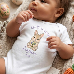 Body Para Bebê Meu Primeiro Páscoa 2026 Coelhinho Fofo Personaliz