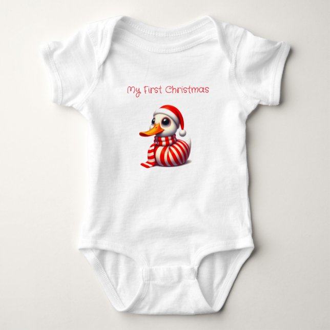Body Para Bebê Meu Primeiro Pato de Papais noeis de Natal (Frente)