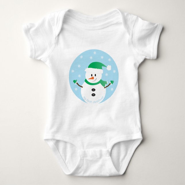 Body Para Bebê Meu Primeiro Snowman De Natal (Frente)