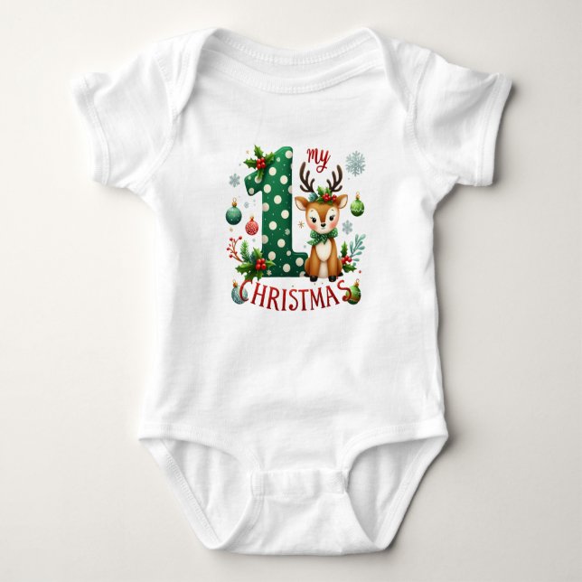 Body Para Bebê Meu primeiro terno de Natal (Frente)