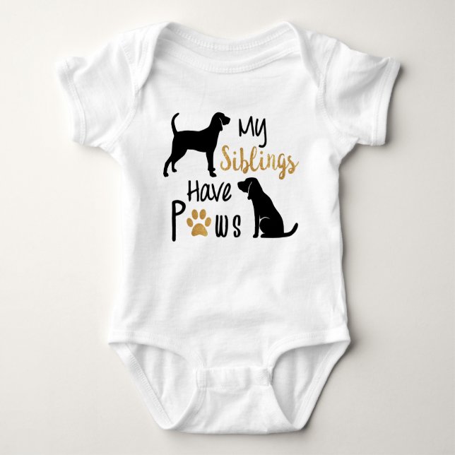 Body Para Bebê Meus irmãos têm patas - dois cachorros - roupa par (Frente)