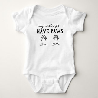 Body Para Bebê Meus Irmãos Têm Patas Personalizado 2 Nomes de Cac