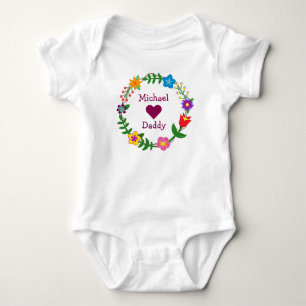 Body Para Bebê Michael Loves Pai Elegante Flores Personalizar