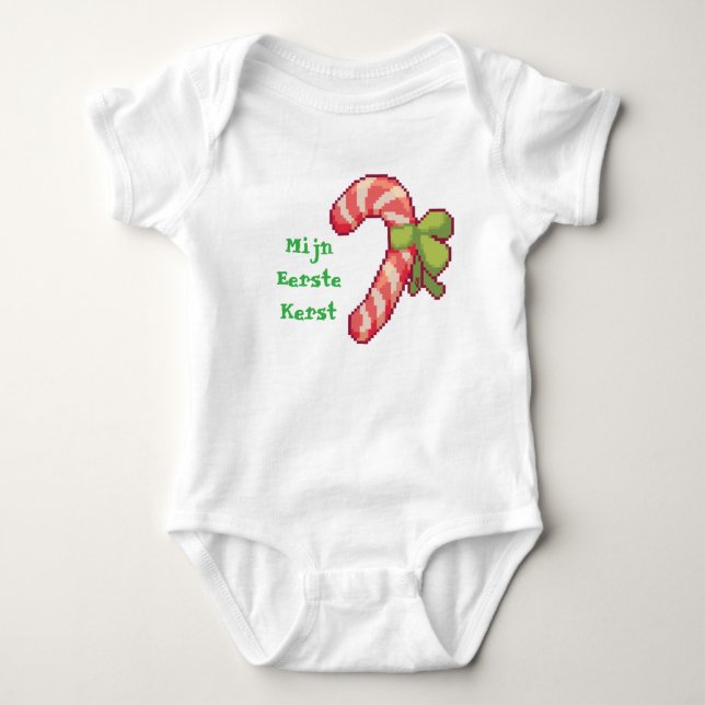 Body Para Bebê Mijn eerste Kerst. Pixel Art, Pixelart  (Frente)