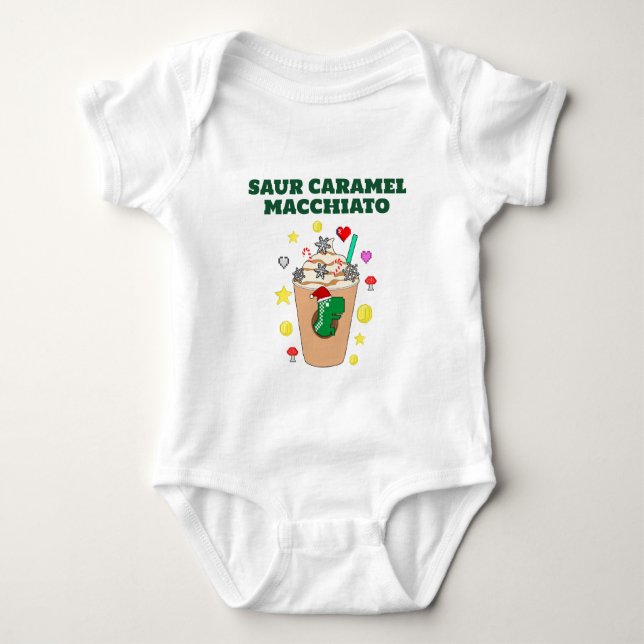 Body Para Bebê Mikitiez Trex dinossaur icedcafé caramelo xmas (Frente)