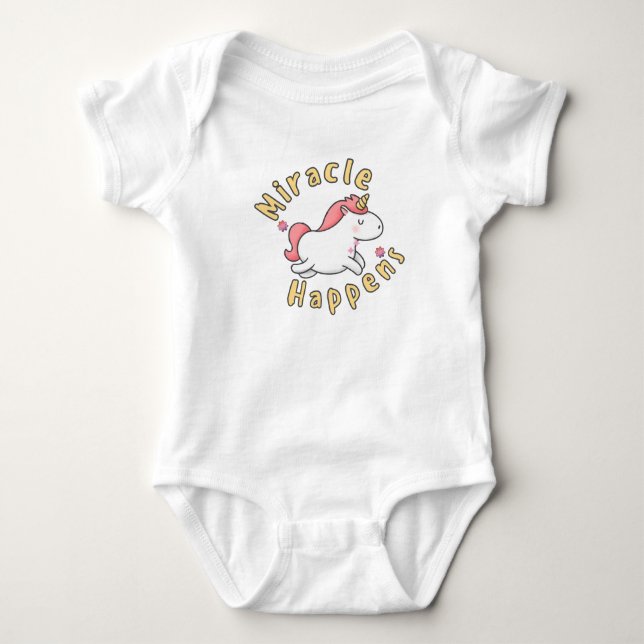 Body Para Bebê Milagre acontece design fofo de unicórnio para beb (Frente)