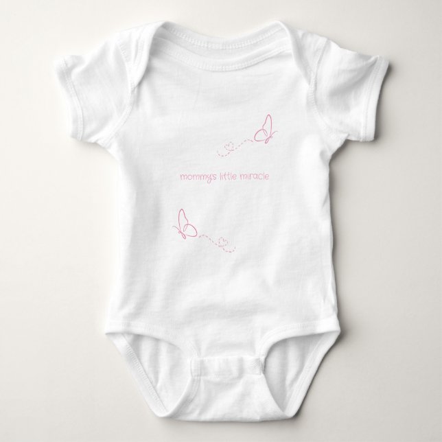 Body Para Bebê "milagre da mamãe" Borboletas Rosa (Frente)