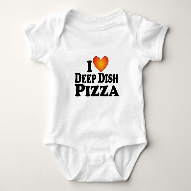Body Para Bebê Mim (coração) pizza profunda do prato - (Frente)