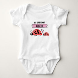 Body Para Bebê Minha avó me ama joaninhas rosa