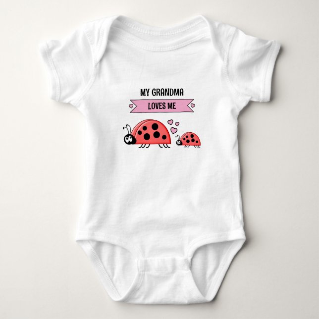Body Para Bebê Minha avó me ama joaninhas rosa (Frente)