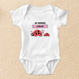 Body Para Bebê Minha avó me ama joaninhas rosa
