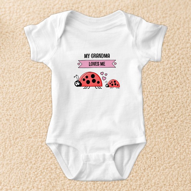 Body Para Bebê Minha avó me ama joaninhas rosa (Criador carregado)