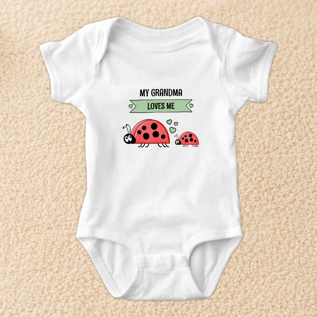 Body Para Bebê Minha avó me ama joaninhas verde (Criador carregado)