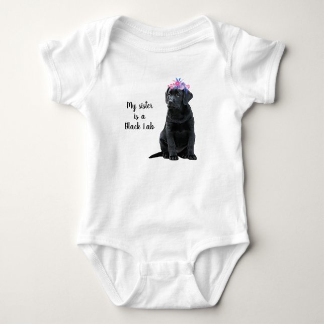Body Para Bebê Minha irmã é um Labrador Retriever Preto (Frente)
