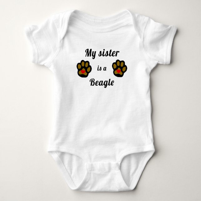 Body Para Bebê Minha Irmã É Uma Beagle (Frente)