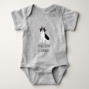 Body Para Bebê Minha Irmã Grande é uma francesa Onsie - Cinzas/Ci