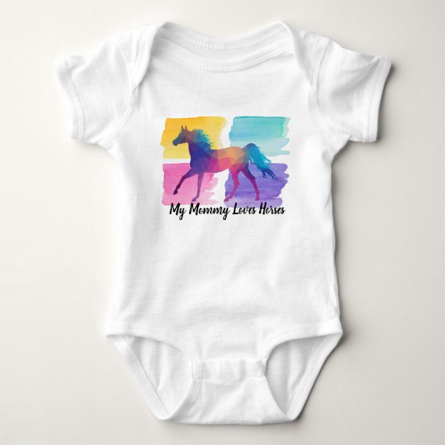 Body Para Bebê Minha Mamãe ama Cavalos Bebê macacão (Frente)