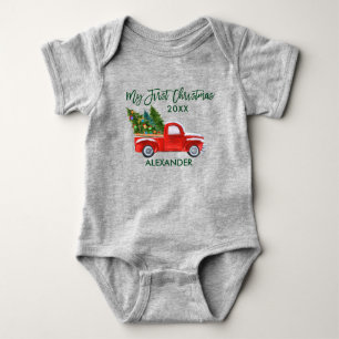 Body Para Bebê Minha Primeira Cinza de Roteiro Verde de Caminhão