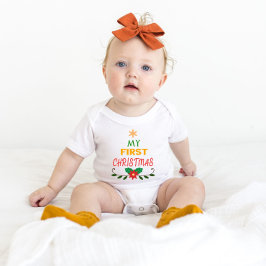 Body Para Bebê Minha Primeira Estrela de Natal e Guirlanda Branca