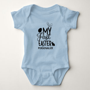 Body Para Bebê Minha primeira Páscoa, blusa azul-claro