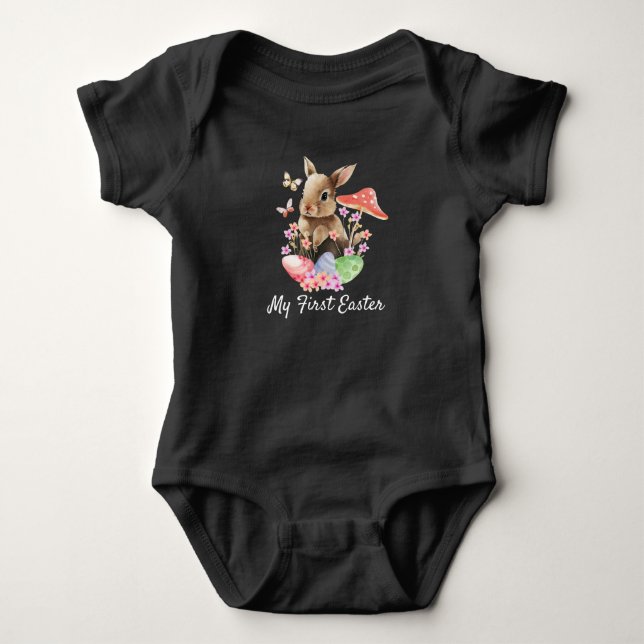Body Para Bebê Minha Primeira Páscoa, Coelhinho De Bebê Coelho (Frente)