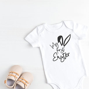 Body Para Bebê Minha Primeira Páscoa Coelhinhos Orelha