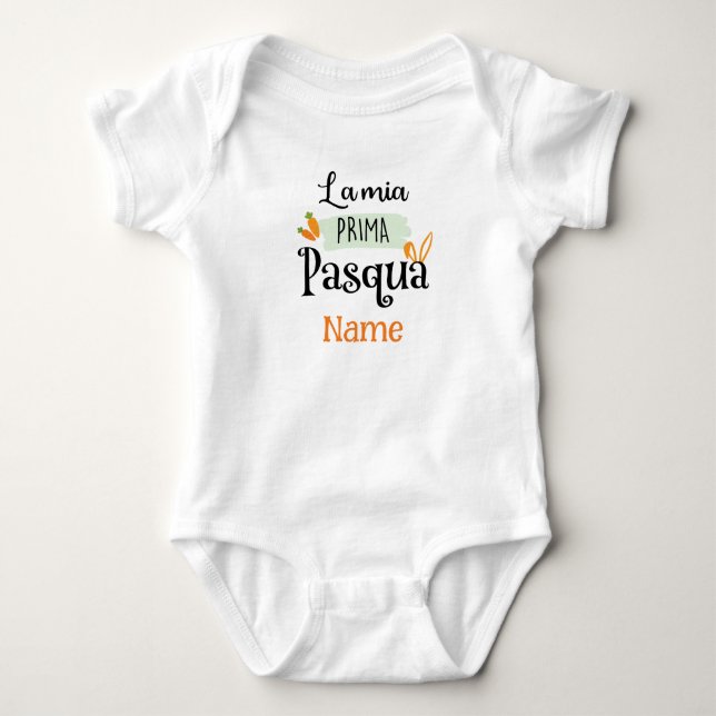 Body Para Bebê Minha primeira Páscoa - La Mia Prima Pasqua (Frente)