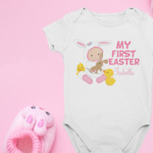 Minha Primeira Páscoa Menina Fora Personalizada