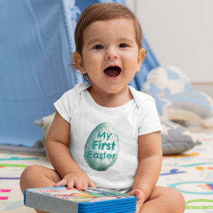 Body Para Bebê Minha primeira Páscoa Nome personalizado Ovo d