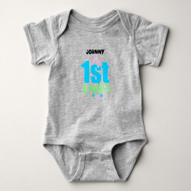 BODY PARA BEBÊ "MINHA PRIMEIRA PÁSCOA" PERSONALIZADO BABY SUIT (Frente)