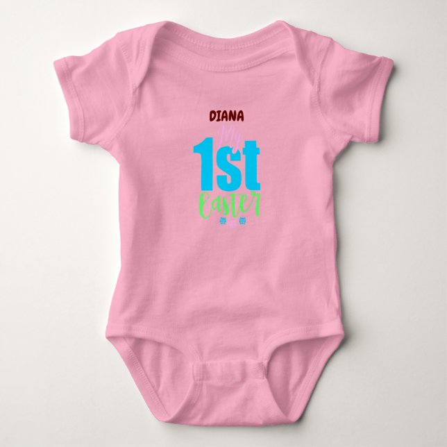 BODY PARA BEBÊ "MINHA PRIMEIRA PÁSCOA" PERSONALIZADO BABY SUIT (Frente)