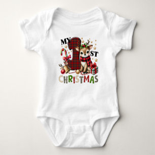 Body Para Bebê Minha Primeira Reindeer de Natal, Cute