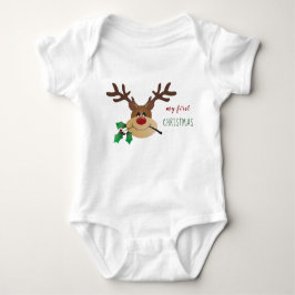 Body Para Bebê Minha Primeira Reindeer de Natal Mistletoe