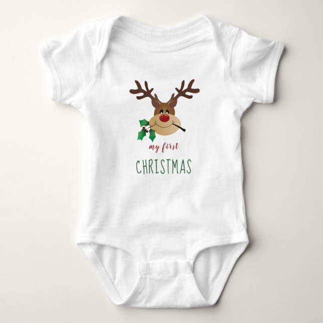Body Para Bebê Minha Primeira Reindeer Fofa De Natal (Frente)