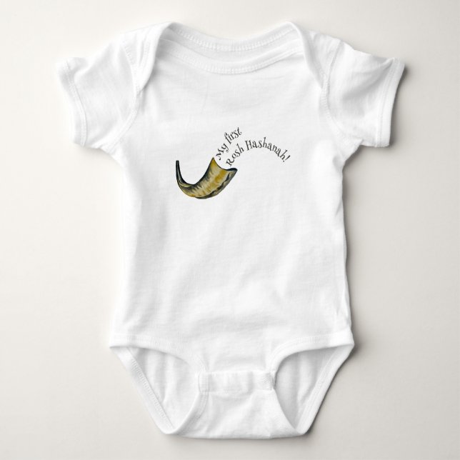Body Para Bebê Minha primeira roupa de bebê Rosh Hashanah Shfar (Frente)