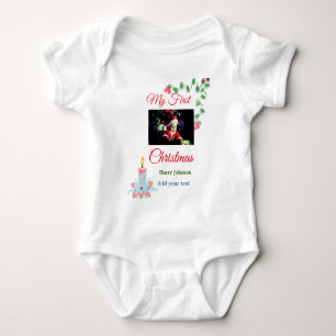 Body Para Bebê Minha primeira vela de Natal adicione foto nome be