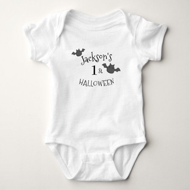 Body Para Bebê Minha rua de Halloween Black & White Personalizada (Frente)