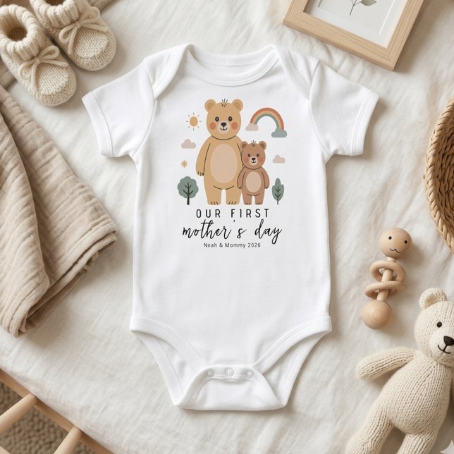 Body Para Bebê Minimal Bear Mom Baby First Mothers Day (Criador carregado)