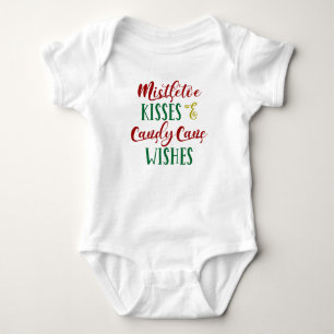 Body Para Bebê Mistletoe Kisses & Candy Cane Deseja